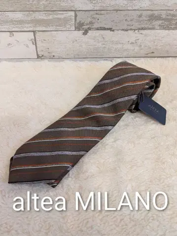 altea MILANO 스트라이프 넥타이 택 포함 새상품 브라운