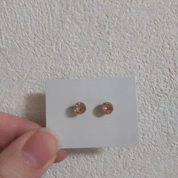 핑크 크리스탈 스터드 귀걸이