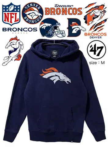 NFL Denver Broncos 후드티 M 네이비 USA 구제 의류