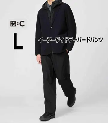 유니클로 C 이지 와이드 테이퍼드 팬츠 블랙 L