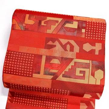 나고야 오비 추상 무늬 격자 무늬 가로 줄무늬 기모노 124tz