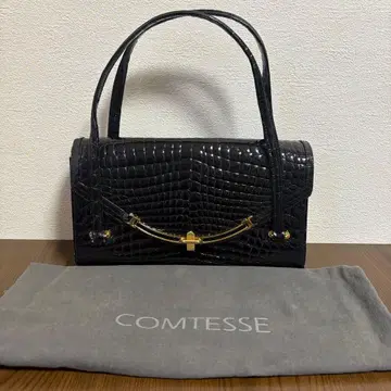 COMTESSE 악어 엠보싱 블랙 핸드백