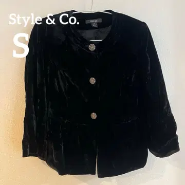 Style & Co. 블랙 벨벳 가디건 6P [ S ] 어깨 패드 포함