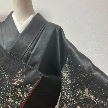 츠케사게 호몬기 자수 금채 가공 새상품급 블랙 기장 157 루-3