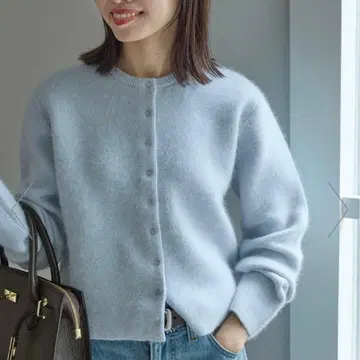 [슬로브 이에나] 워셔블 퍼리 더블 페이스 가디건 [블루]