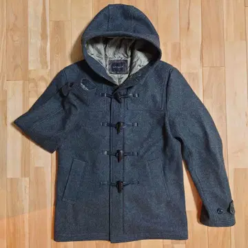 그레이 더플 코트 후드 부착