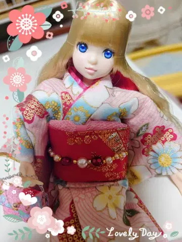 리카짱 기모노 아웃핏 꽃무늬