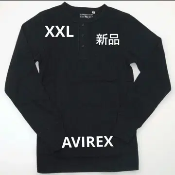 XXL 블랙 AVIREX 새상품 긴팔 헨리넥 T셔츠