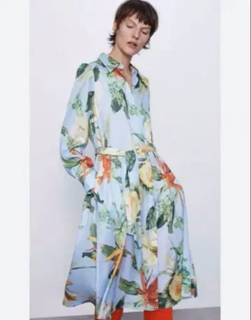ZARA 보타니컬 롱 원피스 성숙/러블리 플로럴 블라우스