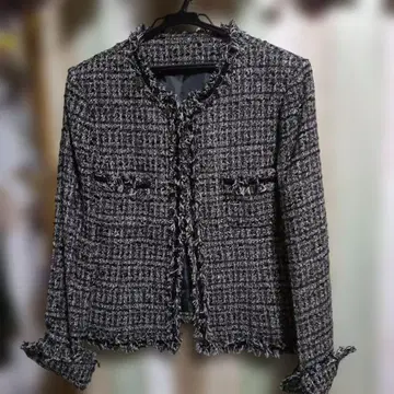 노카라 트위드 자켓 블랙과 화이트