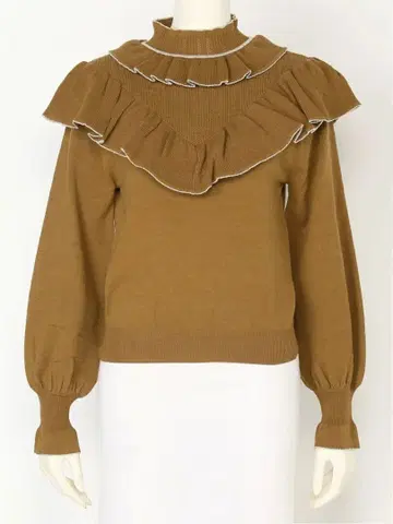 [ Lily Brown ] 배색 프릴 니트탑