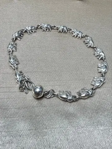 행복을 부르는 코끼리 스털링 실버 팔찌