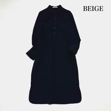 새상품급 BEIGE 베이지 밴드 카라 셔츠 원피스 스트레치 사라사라