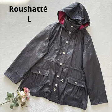 로우샤테 후드 부착 자켓 블루종 얇은 소재 광택 L 블랙