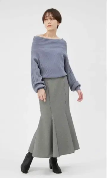 FRAY I.D 머메이드 스커트 하운드투스 체크 패턴