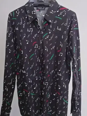 agnes b. homme 음표 패턴 프린트 셔츠-40