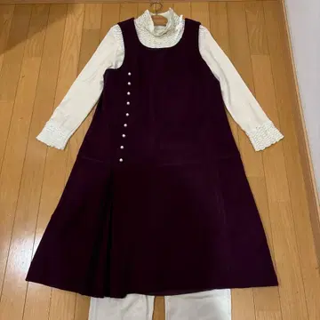 잉게보그 보라색 펄풍 버튼 장식 오버롤 스커트 원피스 11호