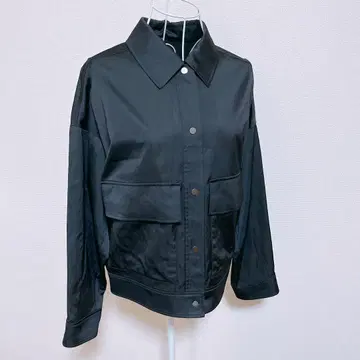 링클 새틴 자켓 네이비