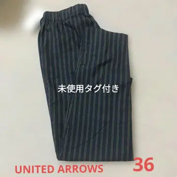 미사용 택 포함 유나이티드 애로우즈 스트라이프 팬츠 이지 팬츠 네이비