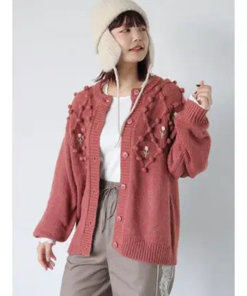 미사용 ehka sopo 에카 소포 폼폼 자수 가디건 니트