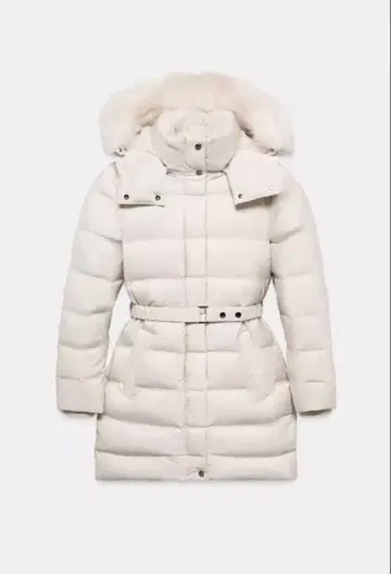 ZARA 화이트 다운 자켓 후드 부착