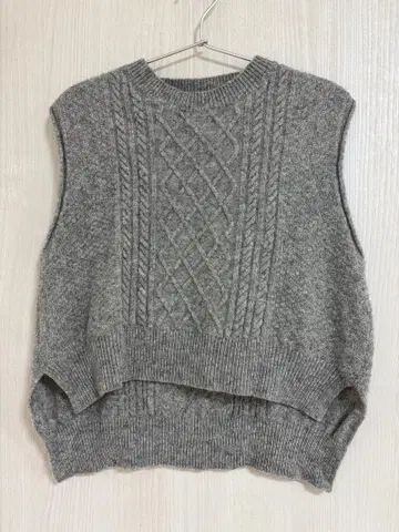 OURHOME 부드러운 울 니트 베스트 그레이