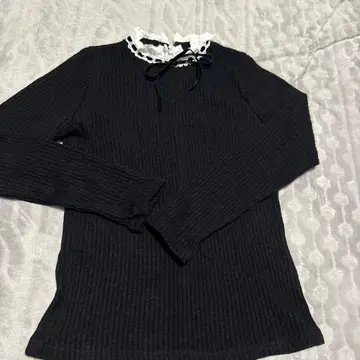 [ MILK ] 레이스 부착 리브 니트 티셔츠 [ 일본제 ]