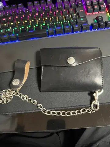 schott 샷 가죽 지갑 체인 블랙