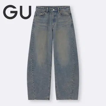 [ GU/지유 ] 배럴 레그 진 블루 M