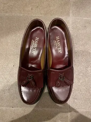 HARUTA 버건디 브라운 태슬 로퍼