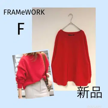 [ 새상품 ] 프레임워크 래글런 슬리브 와이드 풀오버 레드 F