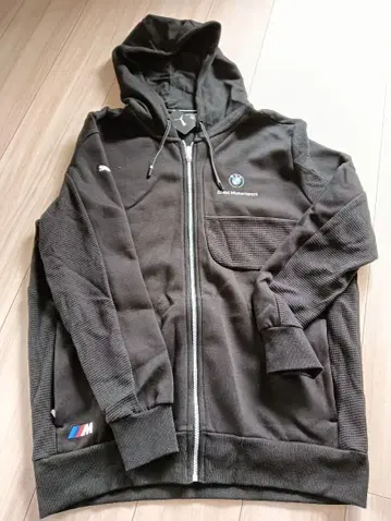 BMW M 로고 풀 집업 후드티 블랙