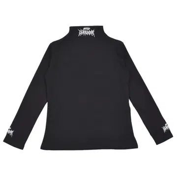 VOLCAN & APHRODITE 블랙 긴팔 자수 하이넥 롱T