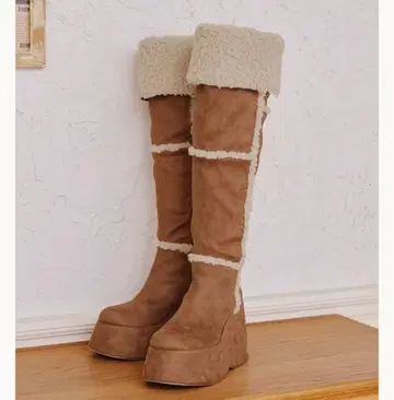 Darich 다리치 페이크 무스탕 니하이 부츠 카멜 L