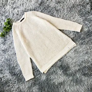 AZUL [ L ] 아이보리 케이블 니트 뜨개질 스웨터 롱 기장 루즈핏