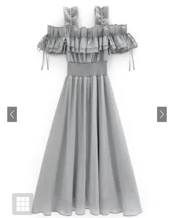 그레이 오프숄더 프릴 원피스