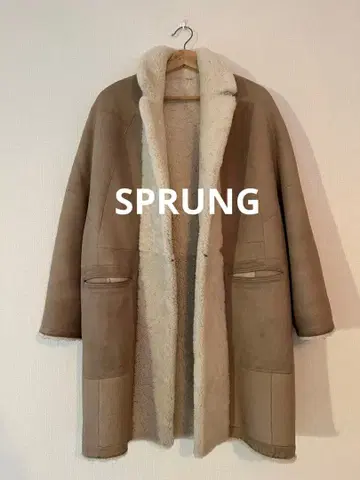 SPRUNG 파리 베이지 무스탕 코트 롱 기장