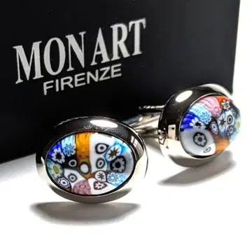 mac325 새상품 몽아트 커프링크스 실버 x 베네치안 유리 오벌