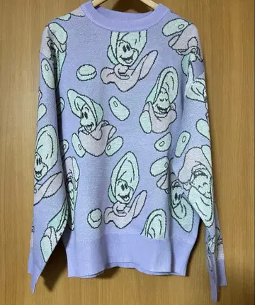 택 포함 새상품 디즈니 앨리스 야옹이 오이스터 니트 스웨터 L
