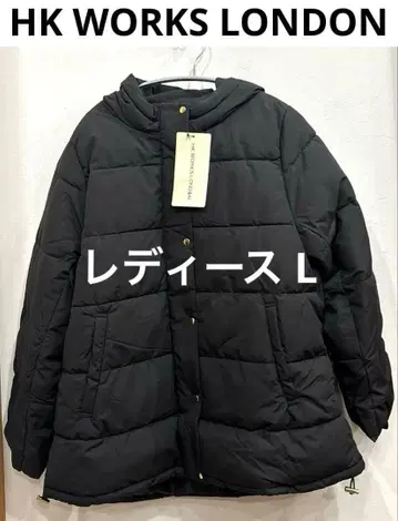 HK WORKS LONDON 여성용 L 블랙 충전솜 다운 자켓