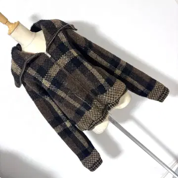 자라 브라운 체크 집업 자켓