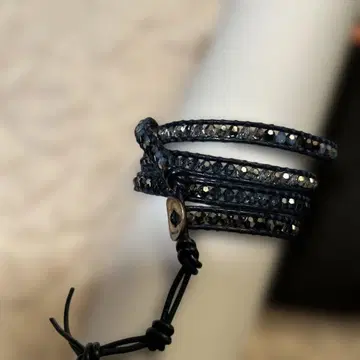 CHAN LUU 네이비 가죽 랩 팔찌