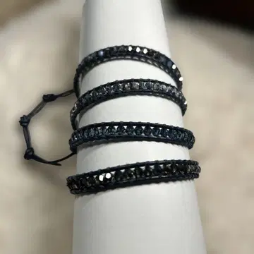 CHAN LUU 네이비 가죽 랩 팔찌