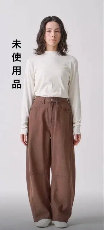 미사용품 [ KELEN / 케렌 ] 커브 디자인 컬러 데님 ( 브라운 )