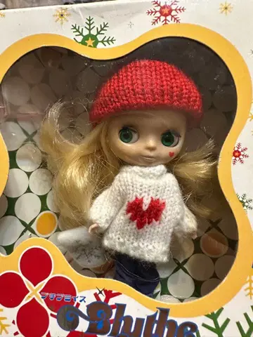 미니 브라이스 빨간색 니트 모자 인형 본체 스노우 원더