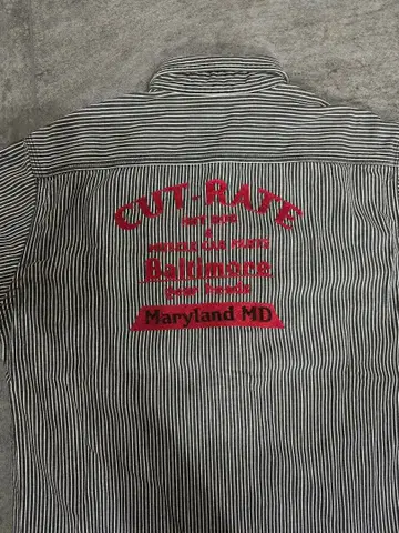 CUT-RATE 히코리 스트라이프 워크 셔츠 L 체인 스티치