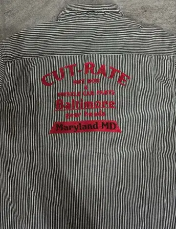 CUT-RATE 히코리 스트라이프 워크 셔츠 L 체인 스티치