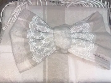 LIZ LISA풍 리즈리사 체크 리본 스톨 그레이 머플러