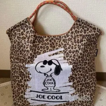 스누피 표범 무늬 레오파드 자수 에코백 토트백 M
