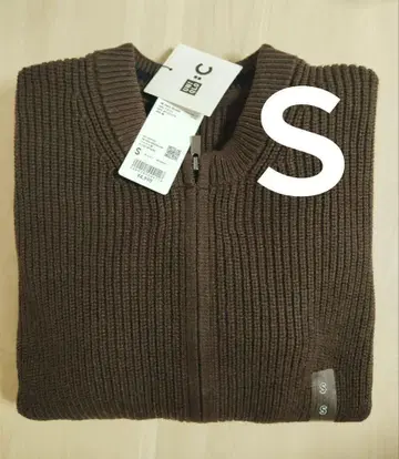 새상품 UNIQLO C 크루넥 풀 집업 가디건 덕 브라운 S